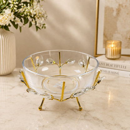 Luxuria Gold-Framed Crystal Serving Bowl