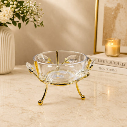 Luxuria Gold-Framed Crystal Serving Bowl