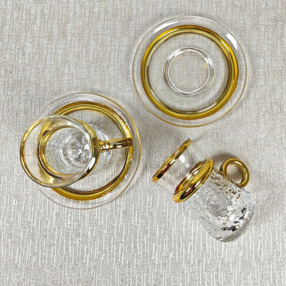 Pebbled glass tea/coffee cups with saucers