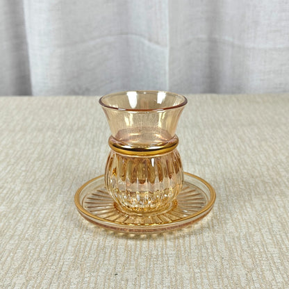 Tinted Turkish Tea Cups & Saucers