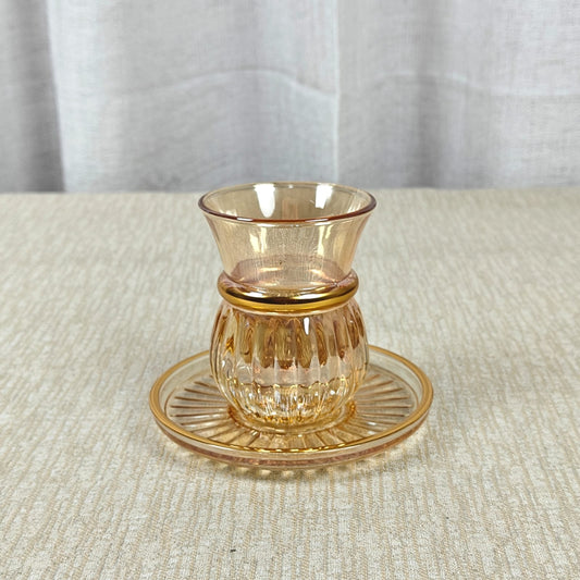 Tinted Turkish Tea Cups & Saucers