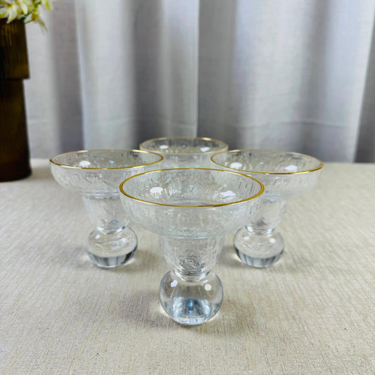 Crystal Gold-Rimmed Dessert Bowl Set – 6 Pcs