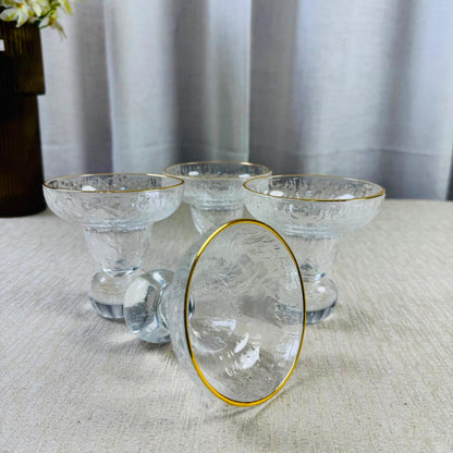 Crystal Gold-Rimmed Dessert Bowl Set – 6 Pcs