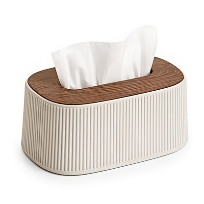 Vertical Striped Tissue Holder And Wooden Cover