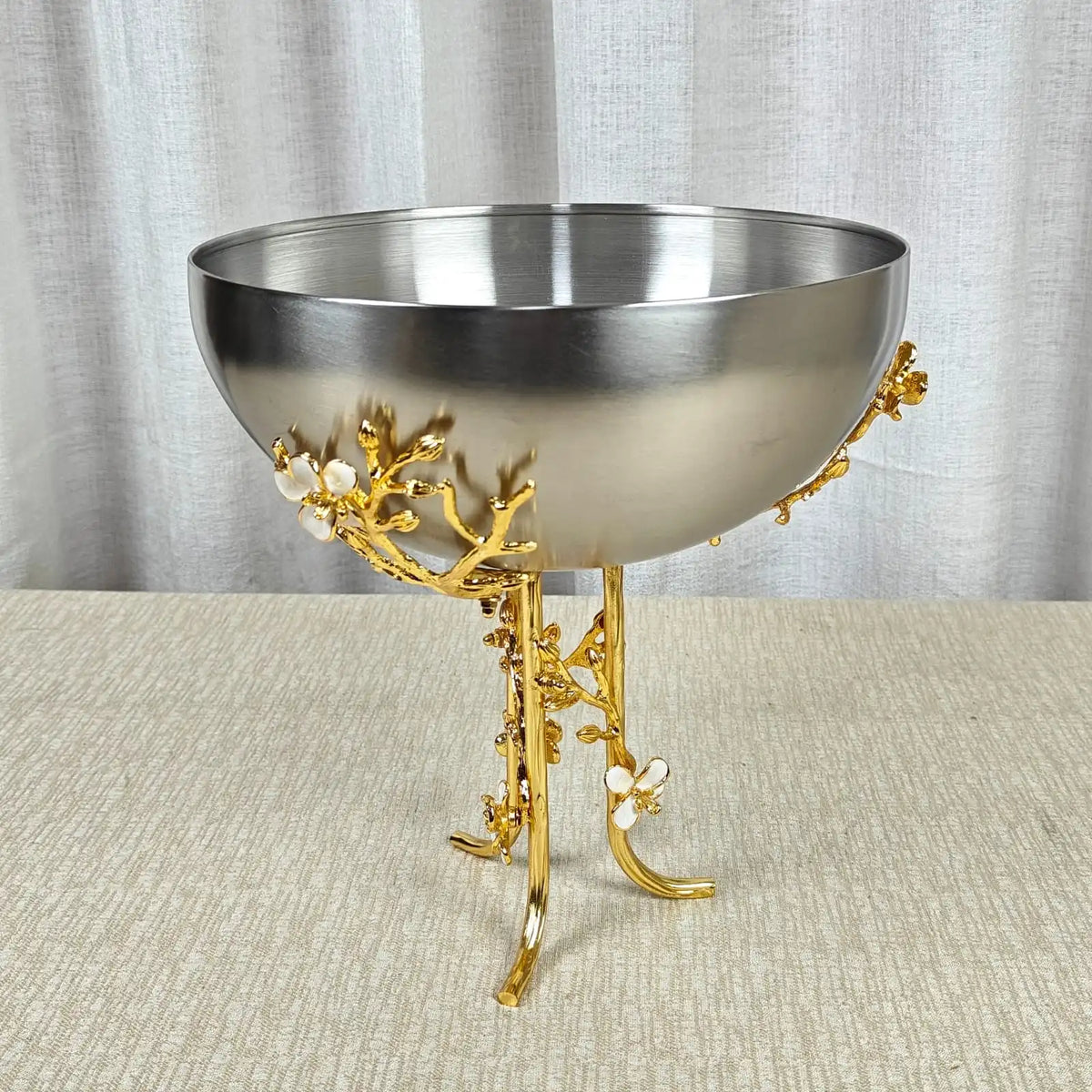 Brushed Stainless Steel & Gold Branch Base