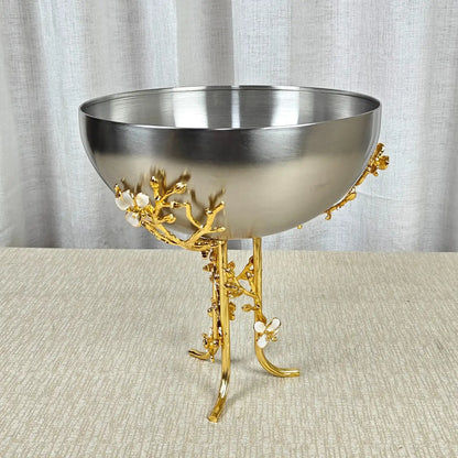 Brushed Stainless Steel & Gold Branch Base