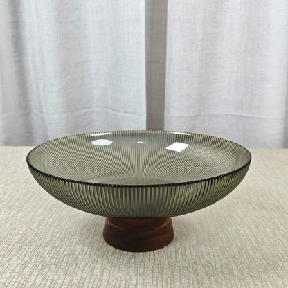 Ribbed glass footed bowl series