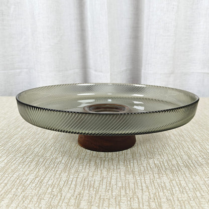 Ribbed glass footed bowl series