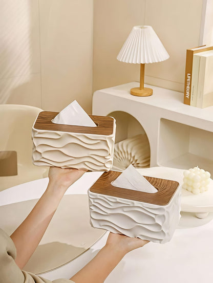 Tissue Box Holder with Polished Brown Lid
