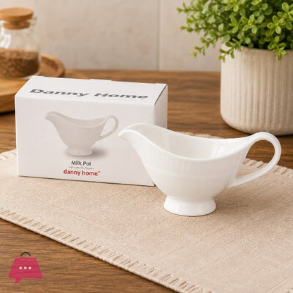 Danny Home Ceramic Creamer & Gravy Boat (White)
