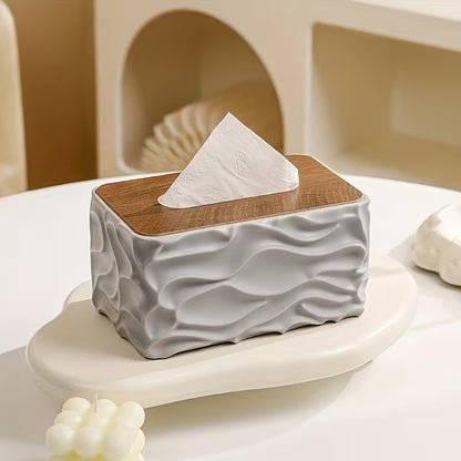 Tissue Box Holder with Polished Brown Lid