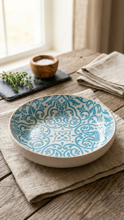 Mediterranean Azure Ceramic Serving Bowl