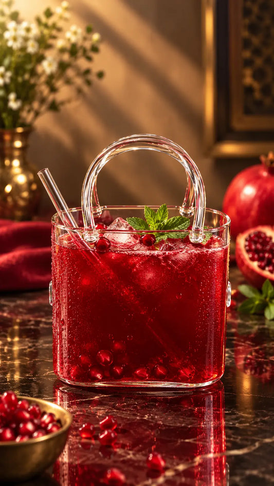 Clear Glass Handbag Drinkware Mug with Glass Straw