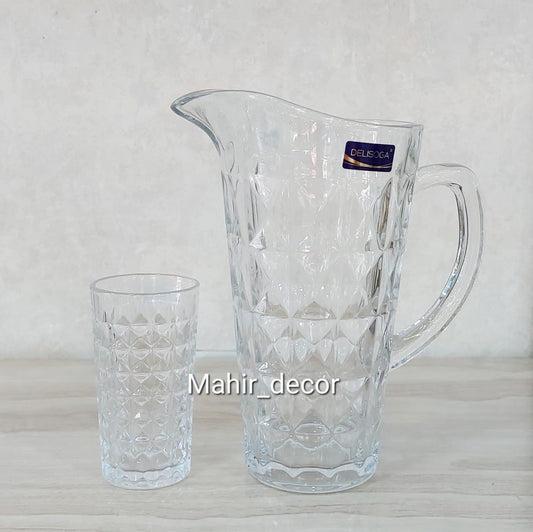 Glass and Water set - 1 Jug 6 Glass