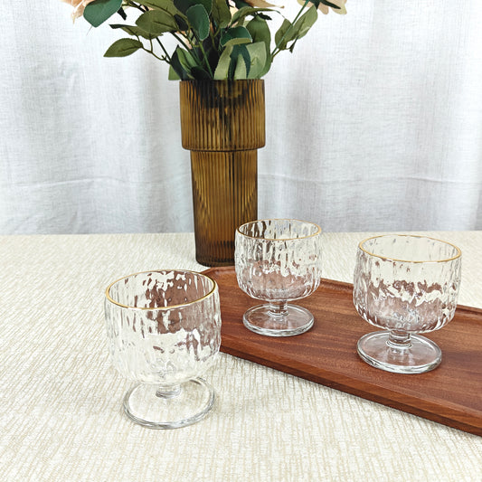 Low footed dessert cups with gold rim