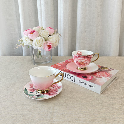 Pink floral cups and saucers set 🩷