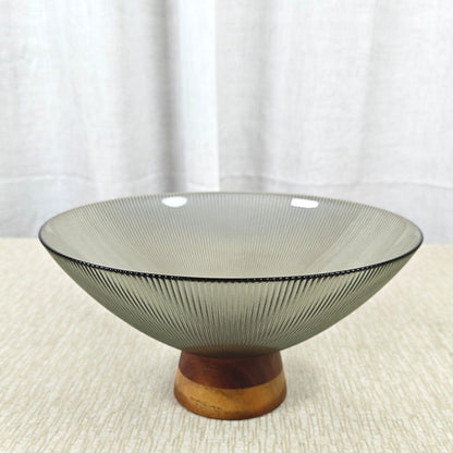 Ribbed glass footed bowl series